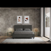 Letto imbottito Matrimoniale 160x190 cm Mados - Con rete,Microfibra,Grigio