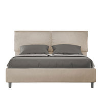 Letto imbottito Matrimoniale 160x190 cm Mados - Contenitore,Microfibra,Sabbia