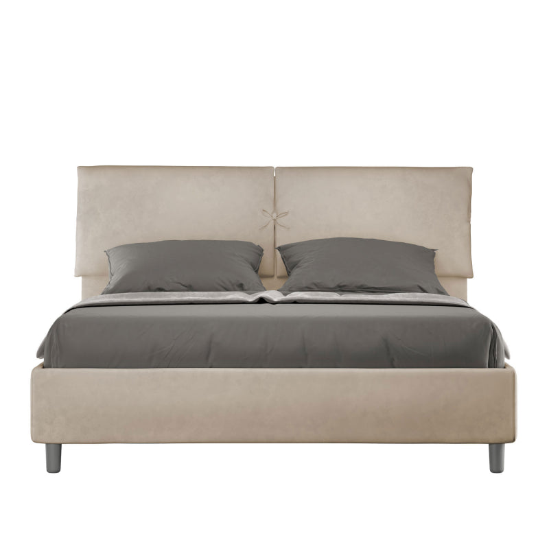 Letto imbottito Matrimoniale 160x190 cm Mados - Senza rete,Microfibra,Sabbia