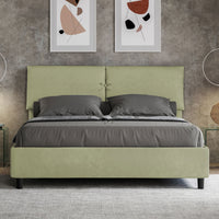 Letto imbottito Matrimoniale 160x190 cm Mados - Con rete,Microfibra,Tè verde