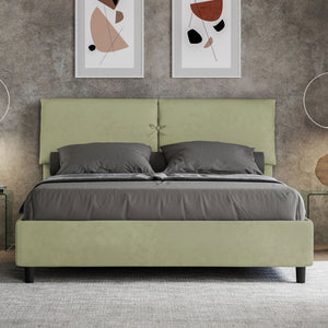 Letto imbottito Matrimoniale 160x190 cm Mados - Con rete,Microfibra,Tè verde