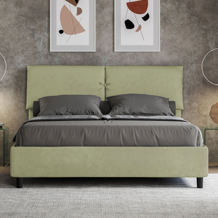 Letto imbottito Matrimoniale 160x190 cm Mados - Con rete,Microfibra,Tè verde