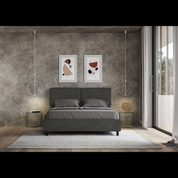 Letto imbottito Matrimoniale 160x190 cm Mados - Senza rete,Microfibra,Grigio