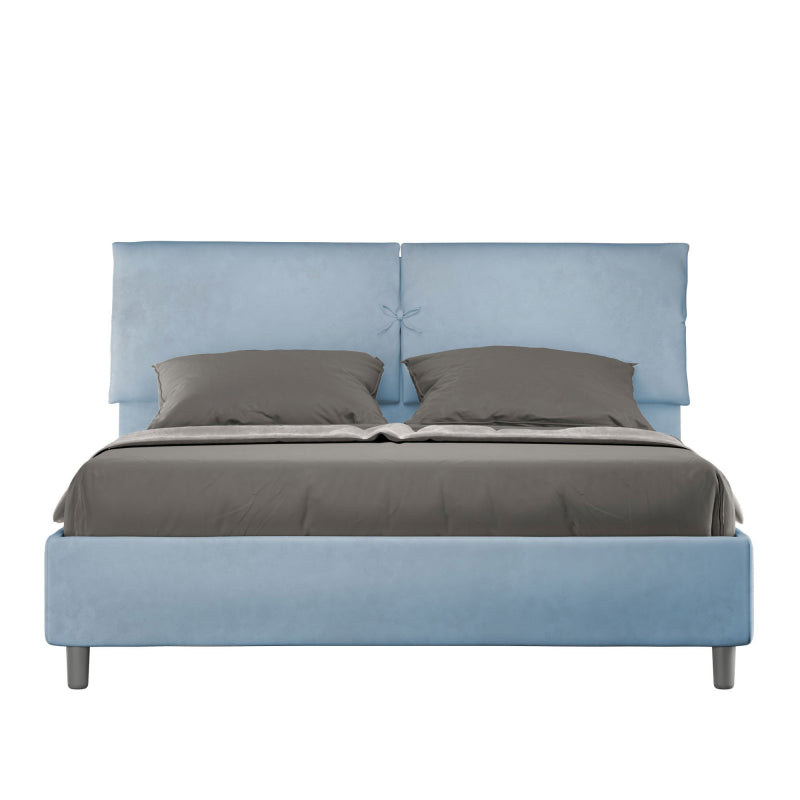 Letto imbottito Matrimoniale 160x190 cm Mados - Con rete,Microfibra,Azzurro