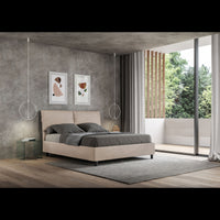 Letto imbottito Matrimoniale 160x190 cm Mados - Senza rete,Microfibra,Sabbia