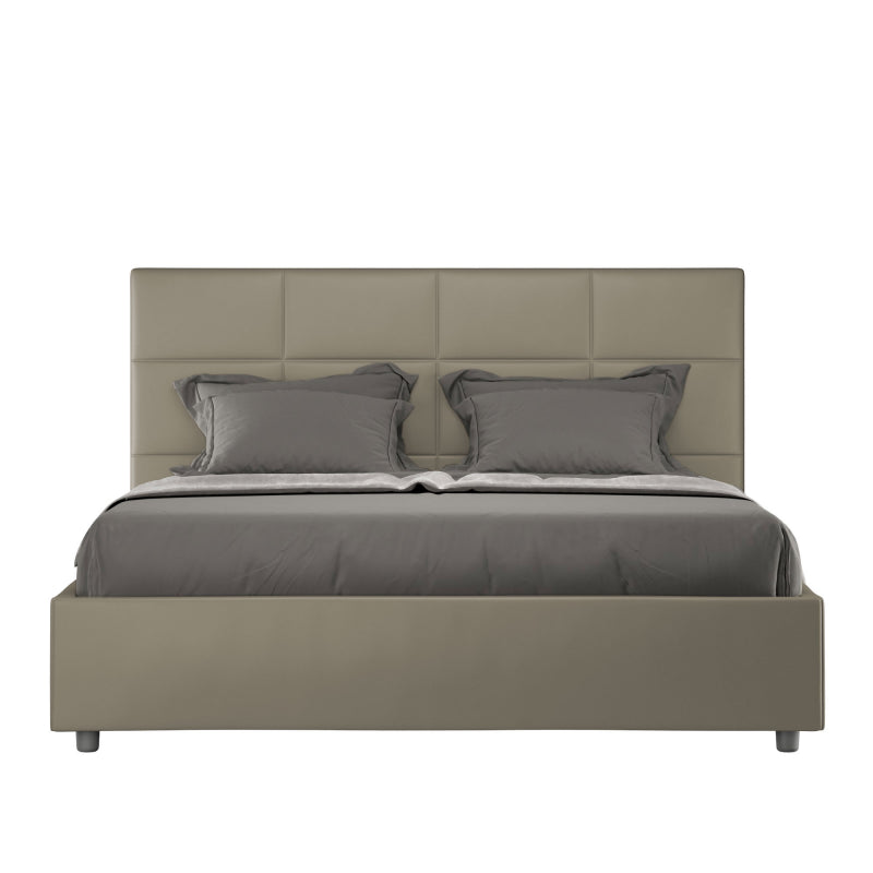 Letto imbottito Matrimoniale 160x190 cm Mika - Similpelle,Cappuccino,Contenitore