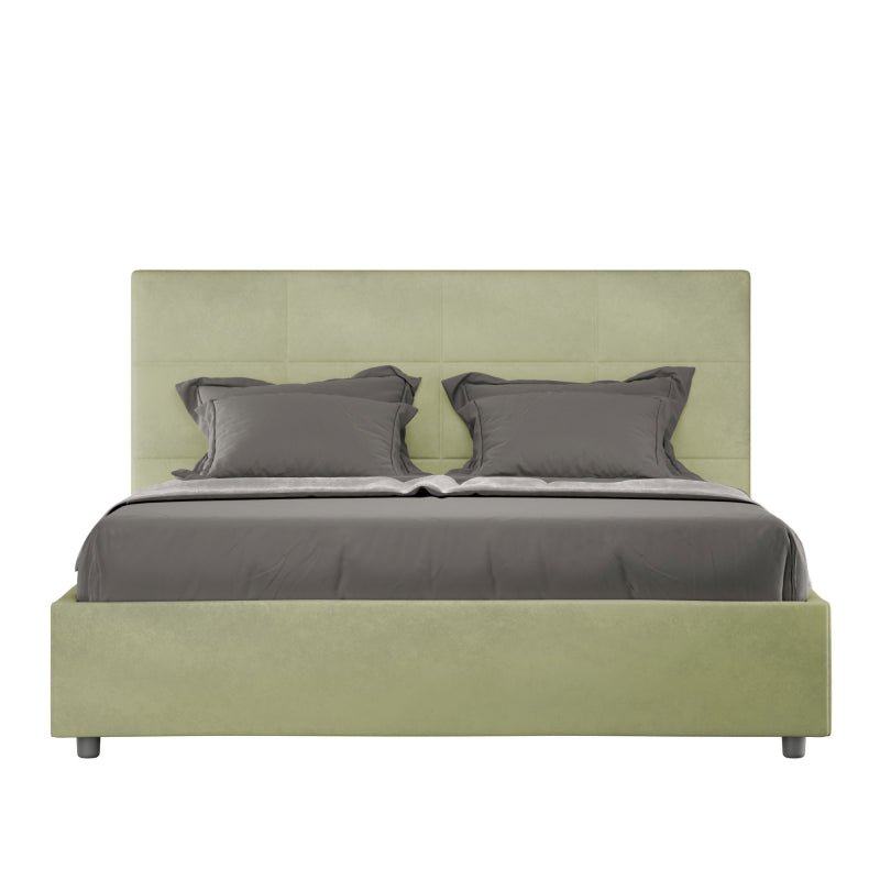 Letto imbottito Matrimoniale 160x190 cm Mika - Con rete,Microfibra,Tè verde