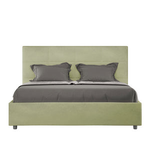 Letto imbottito Matrimoniale 160x190 cm Mika - Con rete,Microfibra,Tè verde