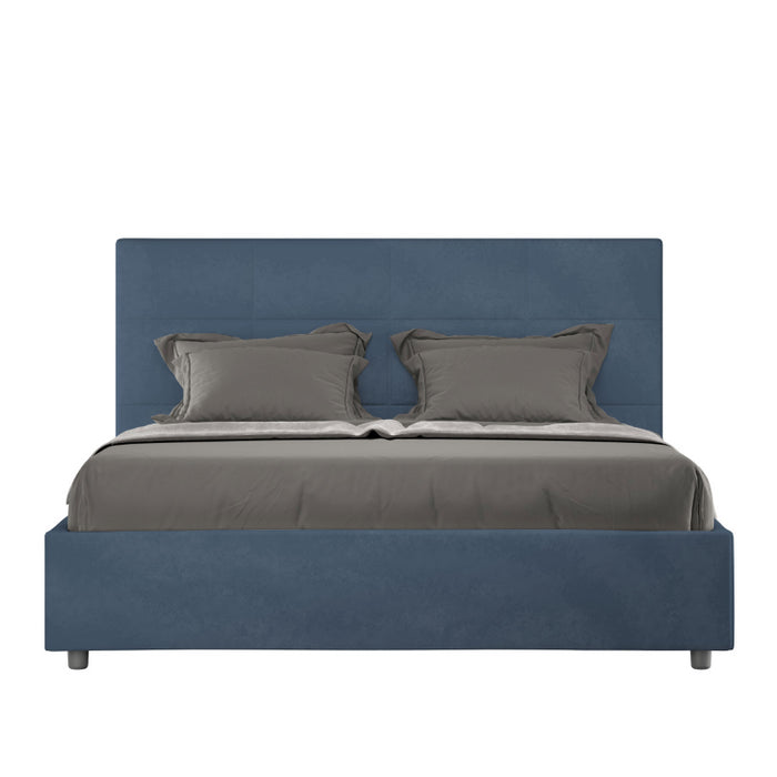 Letto imbottito Matrimoniale 160x190 cm Mika - Con rete,Microfibra,Blu