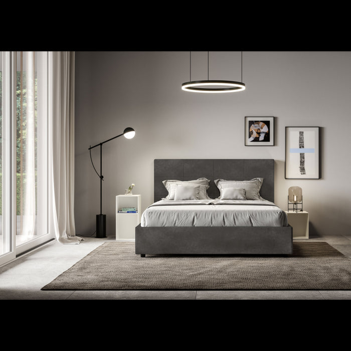 Letto imbottito Matrimoniale 160x190 cm Mika - Senza rete,Microfibra,Grigio