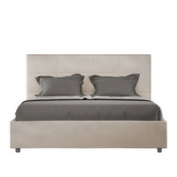 Letto imbottito Matrimoniale 160x190 cm Mika - Senza rete,Microfibra,Sabbia