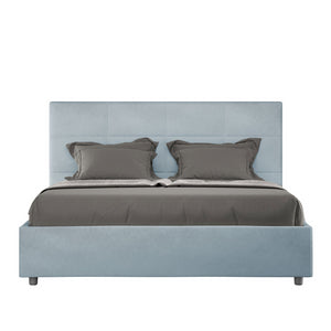 Letto imbottito Matrimoniale 160x190 cm Mika - Con rete,Microfibra,Azzurro