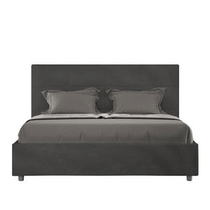 Letto imbottito Matrimoniale 160x190 cm Mika - Senza rete,Microfibra,Grigio