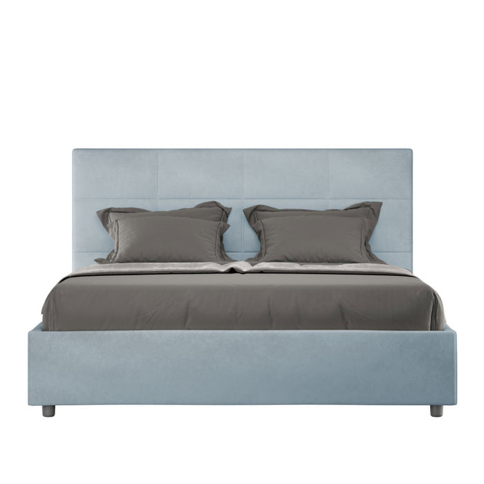 Letto imbottito Matrimoniale 160x190 cm Mika - Senza rete,Microfibra,Azzurro