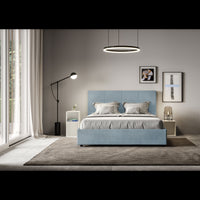 Letto imbottito Matrimoniale 160x190 cm Mika - Senza rete,Microfibra,Azzurro