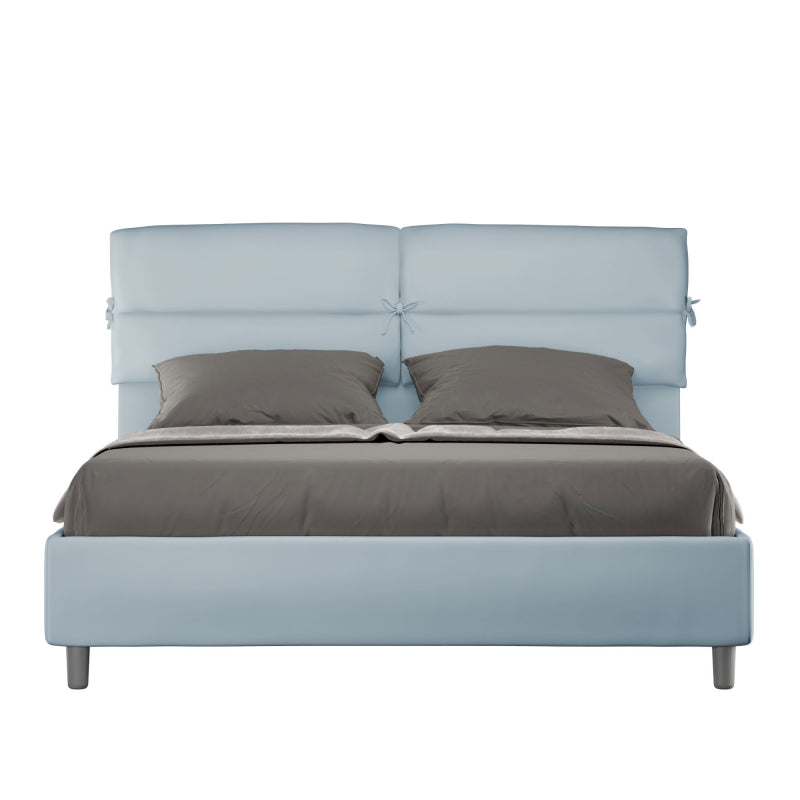 Letto imbottito Matrimoniale 160x190 cm Nandy - Con rete,Microfibra,Azzurro