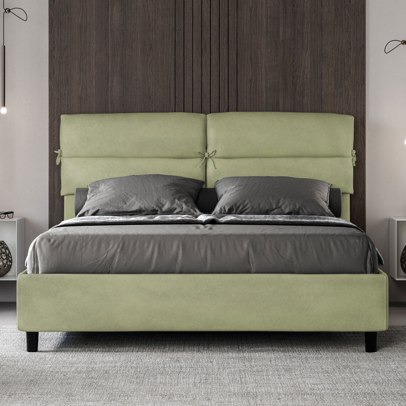 Letto imbottito Matrimoniale 160x190 cm Nandy - Senza rete,Microfibra,Tè verde