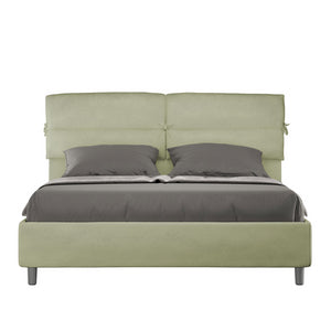 Letto imbottito Matrimoniale 160x190 cm Nandy - Senza rete,Microfibra,Tè verde