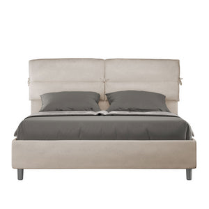 Letto imbottito Matrimoniale 160x190 cm Nandy - Senza rete,Microfibra,Sabbia