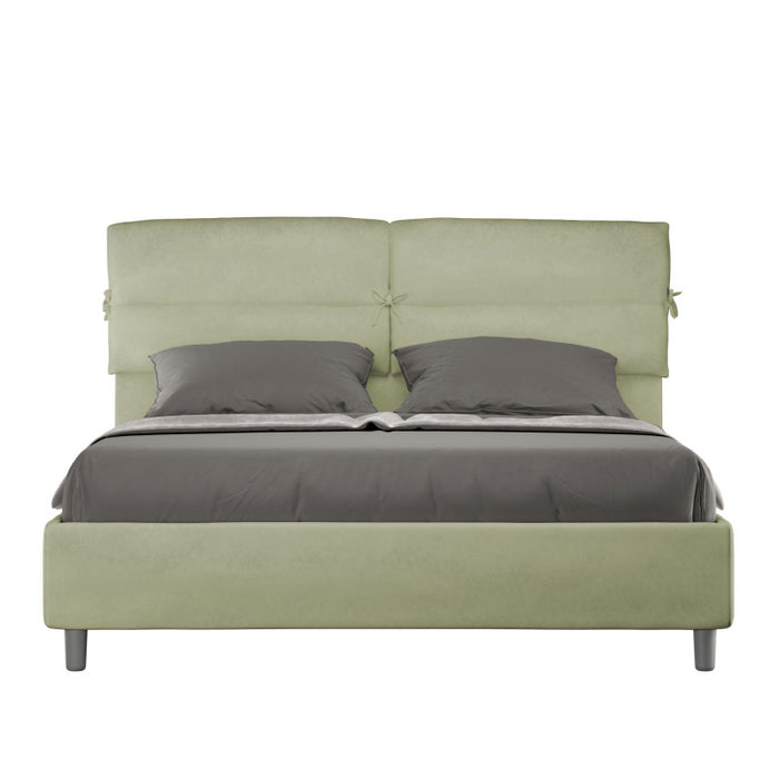 Letto imbottito Matrimoniale 160x190 cm Nandy - Contenitore,Microfibra,Tè verde