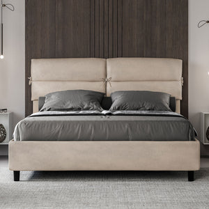 Letto imbottito Matrimoniale 160x190 cm Nandy - Senza rete,Microfibra,Sabbia