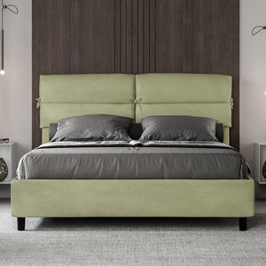 Letto imbottito Matrimoniale 160x190 cm Nandy - Contenitore,Microfibra,Tè verde