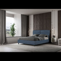 Letto imbottito Matrimoniale 160x190 cm Nandy - Contenitore,Microfibra,Blu