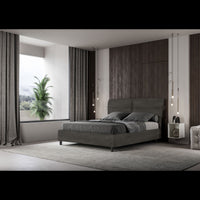 Letto imbottito Matrimoniale 160x190 cm Nandy - Con rete,Microfibra,Grigio