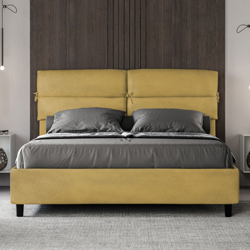 Letto imbottito Matrimoniale 160x190 cm Nandy - Senza rete,Microfibra,Ocra