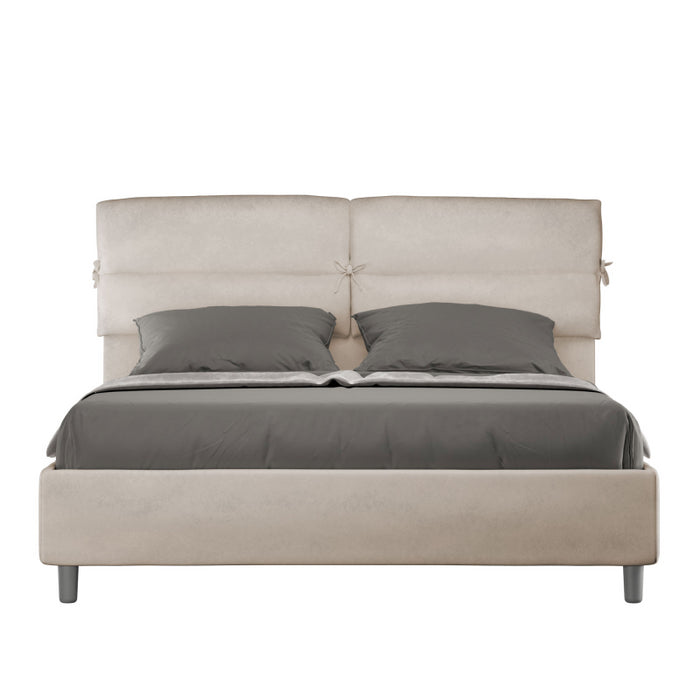 Letto imbottito Matrimoniale 160x190 cm Nandy - Contenitore,Microfibra,Sabbia