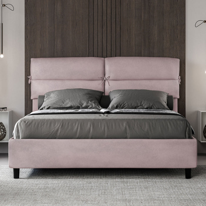 Letto imbottito Matrimoniale 160x190 cm Nandy - Contenitore,Glicine,Microfibra