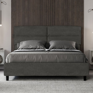 Letto imbottito Matrimoniale 160x190 cm Nandy - Con rete,Microfibra,Grigio