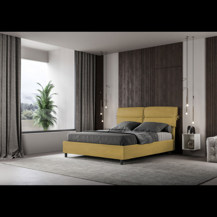 Letto imbottito Matrimoniale 160x190 cm Nandy - Senza rete,Microfibra,Ocra