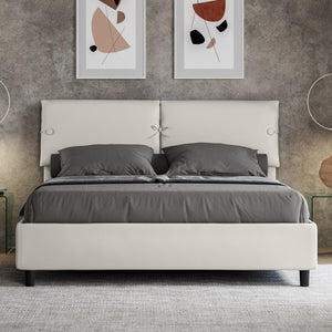 Letto imbottito Matrimoniale 160x190 cm Sleeper - Bianco,Similpelle,Con rete