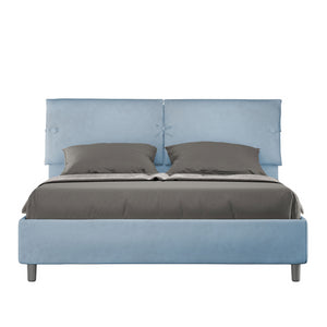 Letto imbottito Matrimoniale 160x190 cm Sleeper - Con rete,Microfibra,Azzurro