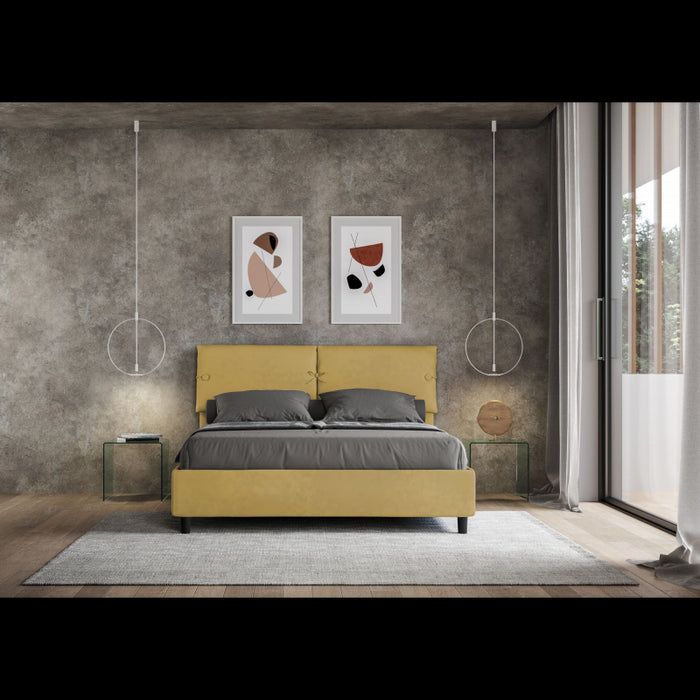 Letto imbottito Matrimoniale 160x190 cm Sleeper - Contenitore,Microfibra,Ocra