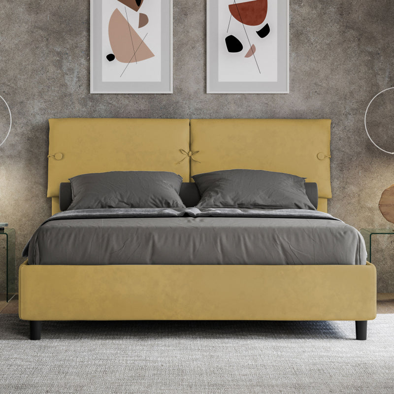 Letto imbottito Matrimoniale 160x190 cm Sleeper - Senza rete,Microfibra,Ocra