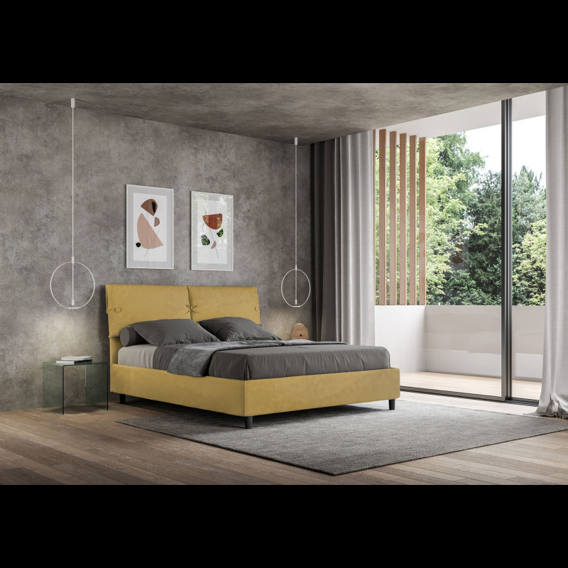 Letto imbottito Matrimoniale 160x190 cm Sleeper - Contenitore,Microfibra,Ocra