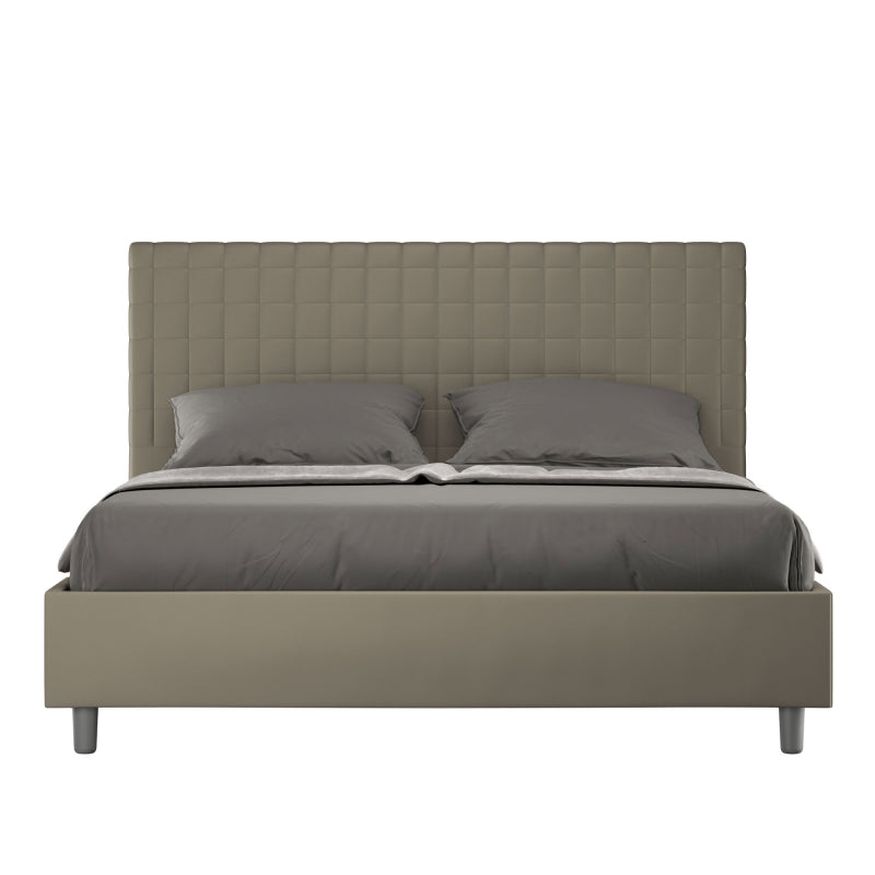 Letto imbottito Matrimoniale 160x190 cm Sunny - Similpelle,Cappuccino,Con rete