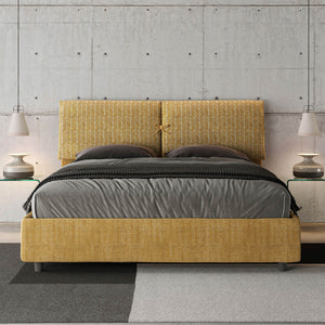 Letto imbottito Matrimoniale 160x190 cm tessuto Agata Mados - Contenitore,Giallo/Giallo