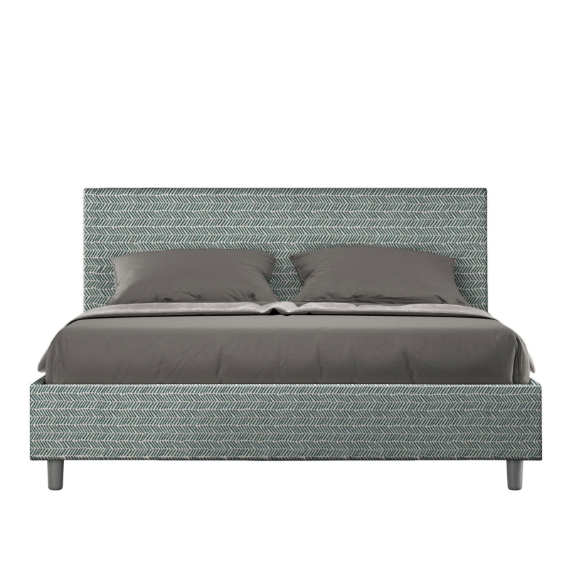 Letto imbottito Matrimoniale 160x190 cm tessuto Aragona Adele - Senza rete,Azzurro