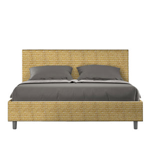 Letto imbottito Matrimoniale 160x190 cm tessuto Aragona Adele - Con rete,Giallo