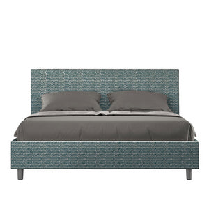 Letto imbottito Matrimoniale 160x190 cm tessuto Aragona Adele - Senza rete,Blu