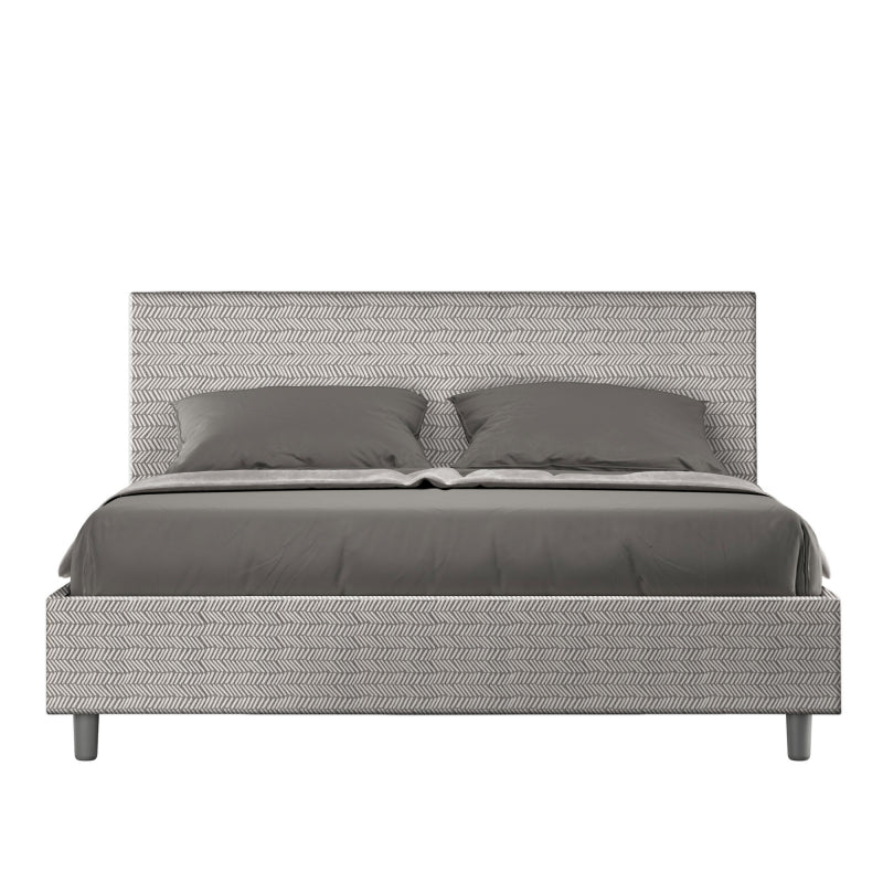 Letto imbottito Matrimoniale 160x190 cm tessuto Aragona Adele - Senza rete,Bianco