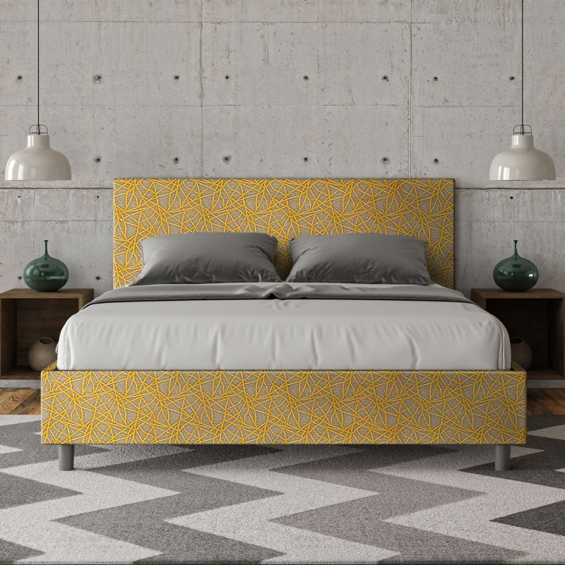 Letto imbottito Matrimoniale 160x190 cm tessuto Era Adele - Senza rete,Giallo