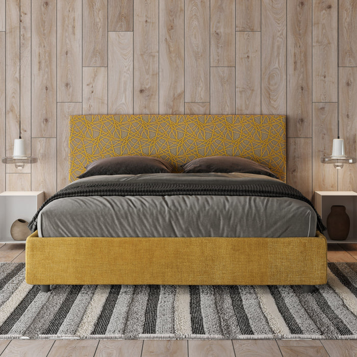 Letto imbottito Matrimoniale 160x190 cm tessuto Era Arla - Senza rete,Giallo/Giallo