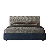 Letto imbottito Matrimoniale 160x190 cm tessuto Era Arla - Senza rete,Blu/Blu