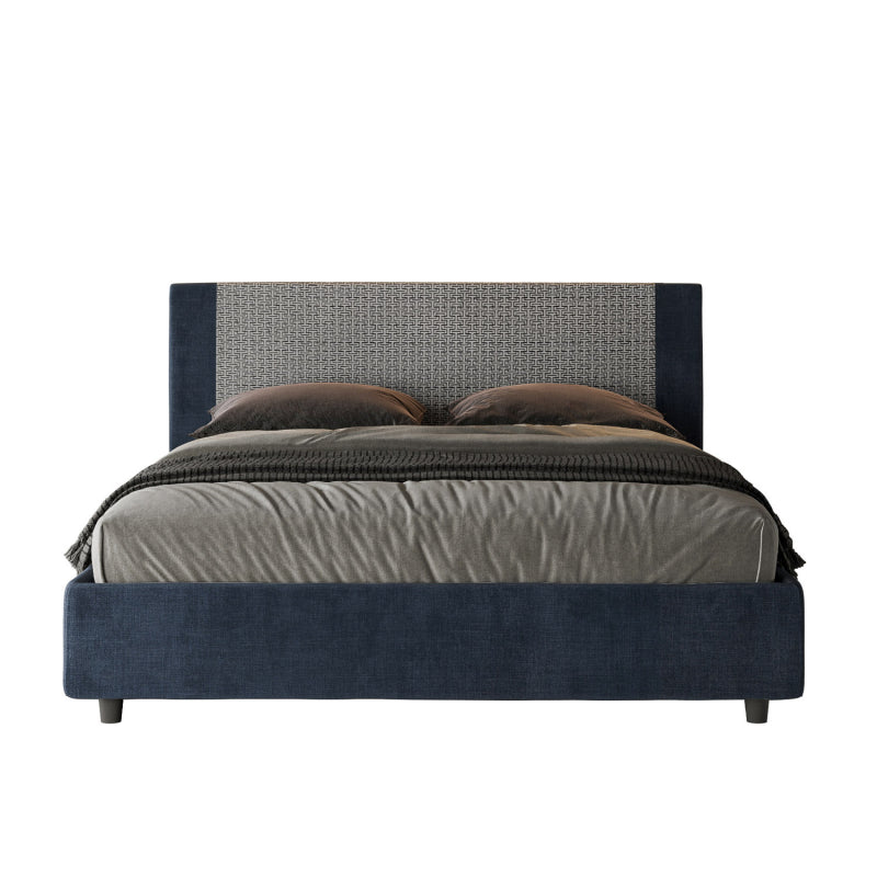 Letto imbottito Matrimoniale 160x190 cm tessuto Labirinto Rosal - Senza rete,Blu/Blu