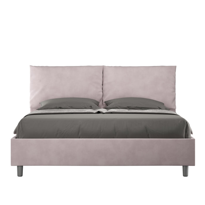 Letto imbottito Matrimoniale 160x200 cm Antea - Con rete,Glicine,Microfibra