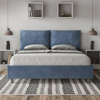 Letto imbottito Matrimoniale 160x200 cm Antea - Senza rete,Microfibra,Blu